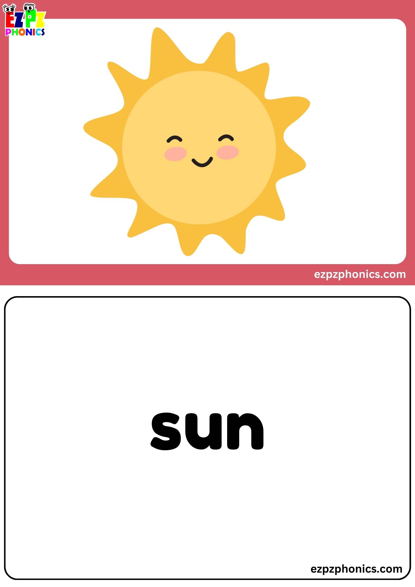 Letter S Free Kindergarten Phonics Alphabet Letter Sounds Flashcards. Words on the Back.